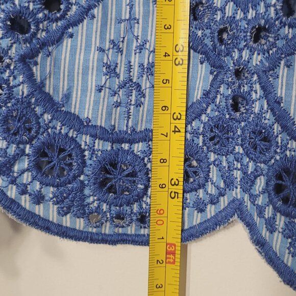 DAVI & DANI 100% Cotton Blue Striped Bell Sleeves Embroidered Shift Dress NEW - Picture 9 of 11